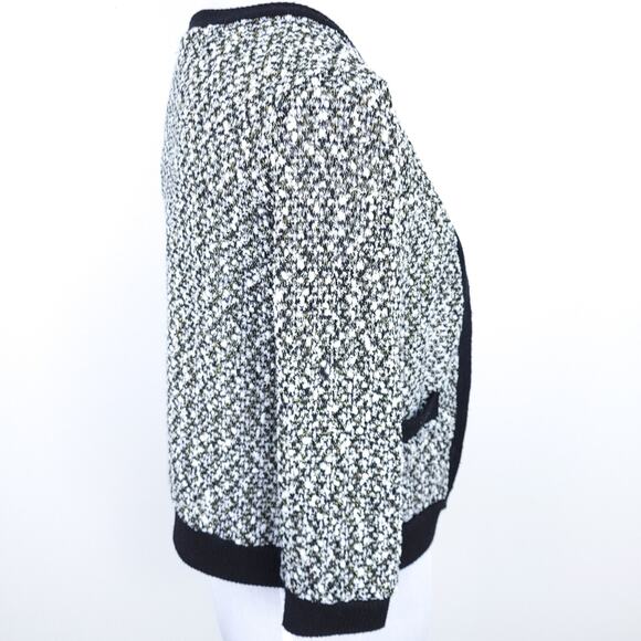 Monteau Sweater Cardigan Knit Black White Gold Metallic Small 3/4 Sleeves Fancy - Picture 6 of 8